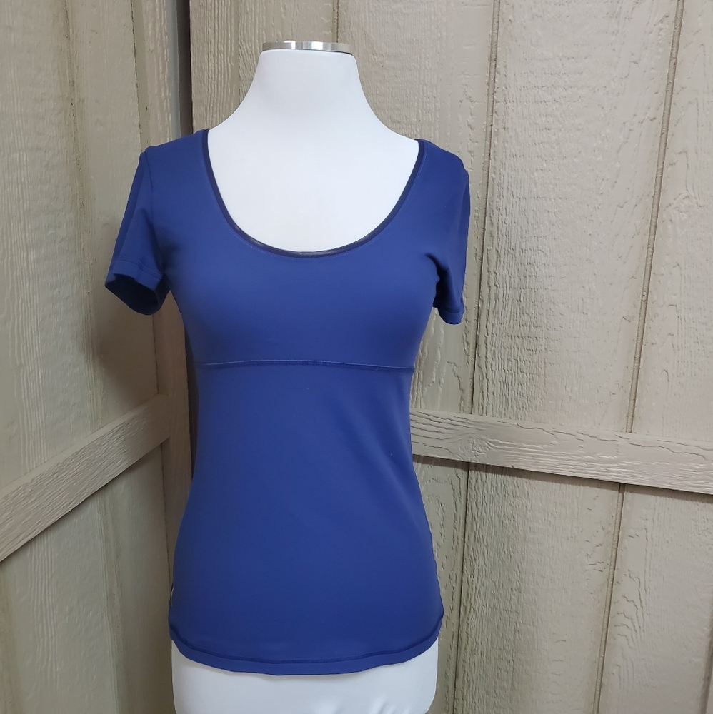 Lole Athetic Top Workout Shirt Navy Blue Stretch